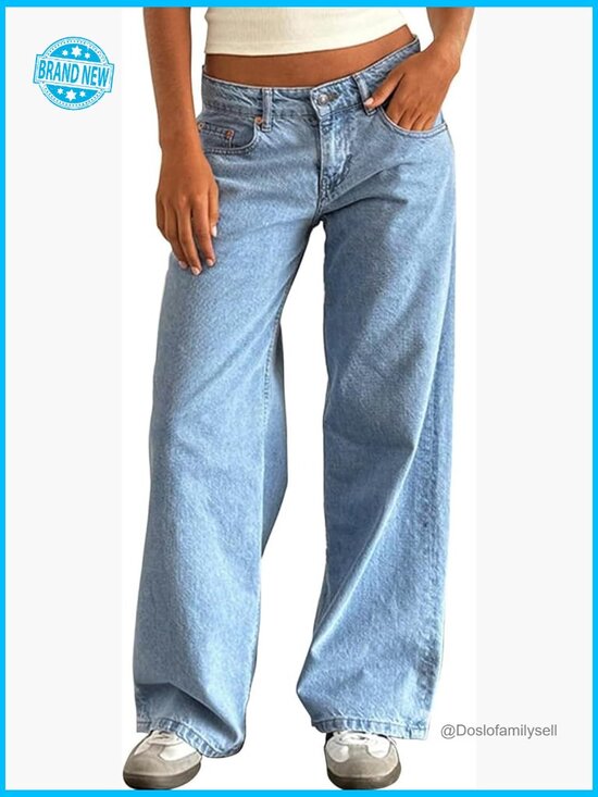 Denim - Wide Leg Low Rise Boyfriend Jeans Loose Fit Y2K Vintage Denim Pants